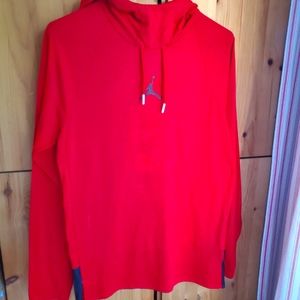 Jordan Mens Red Hooded Long sleeve Tshirt size XS
